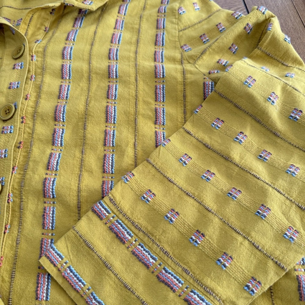 Habitat Clothes to Live in Women's Textured Button Shirt Sz L Lagenlook - Picture 10 of 11